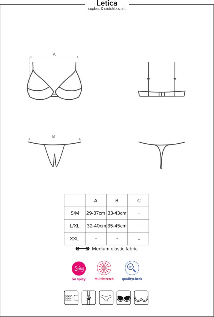 Obsessive Letica 2 Pcs Cupless Set Black S/M 11 Obsessive Letica 2 Pcs Cupless Set Black S/M – Bild 9