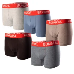 Bongual ® 5er Herren Hipster Boxershorts Melange Roter Bund S