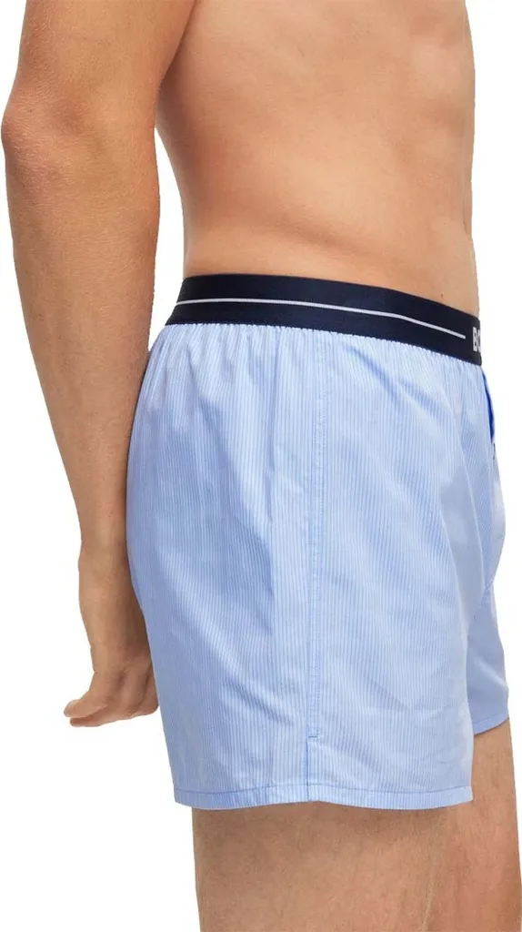 HUGO BOSS Zweier-Pack Pyjama-Shorts Webboxer Aus Baumwolle Mit Logo Am Bund 471 Hellblau/Bund Navy XXL 4 HUGO BOSS Zweier-Pack Pyjama-Shorts Webboxer Aus Baumwolle Mit Logo Am Bund 471 Hellblau/Bund Navy XXL – Bild 3