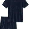 Schiesser Frottee Nightwear Schlafanzug Kurzarm Shirt Mit Rundhalssausschnitt, Unifarbene Hose Mit Praktischem Bindeband , Saugfähig, Atmungsaktiv Und Schnelltrocknend -Günstiges Mode Wucht Geschäft e331ea3e4bbd19d7644445624c6dfeb4