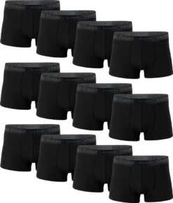 Vincenzo Rosso 12er Pack Boxershorts - Hipster L Schwarz