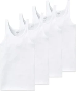 Schiesser 4er Pack Baumwolle Essentials Feinripp Unterhemd / Tanktop Besonders Strapazierfähig Und Langlebig, Hoher Tragekomfort, In Hochwertiger, Bequemer Feinripp-Qualität