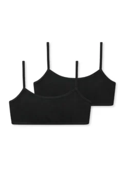 SCHIESSER Mädchen Bustier 2er Pack - Sport BH, Baumwolle Stretch, Einfarbig 140-176 Schwarz 164