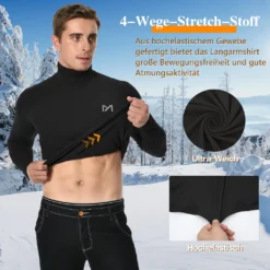 Thermoshirt Herren Thermo Unterhemd Langarm Funktionsshirt Winter Shirt Warm Ski Wandern Fahrrad Mit Stehkragen DE Schwarz L -Günstiges Mode Wucht Geschäft f6e72a3f53adecfc59487a64079020f1