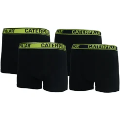 Caterpillar Boxer Herren / Unterwäsche, 4er Pack, Farbiger Elastischer Saum, Baumwolle (Schwarz Gelb, L)