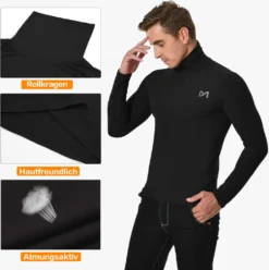 Thermoshirt Herren Thermo Unterhemd Langarm Funktionsshirt Winter Shirt Warm Ski Wandern Fahrrad Mit Stehkragen DE Schwarz L -Günstiges Mode Wucht Geschäft fd0078511e579c1df10d1486cbf185f9